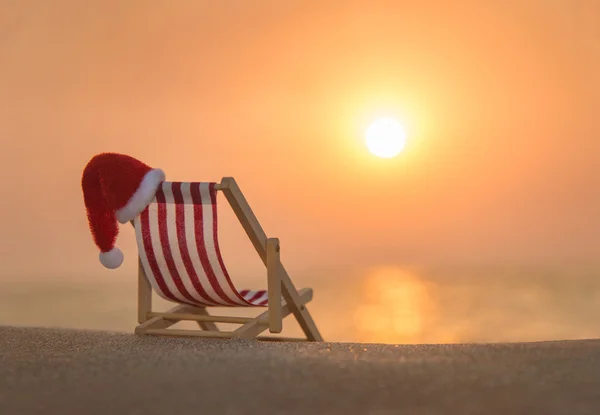 deckchair with christmas santa hat