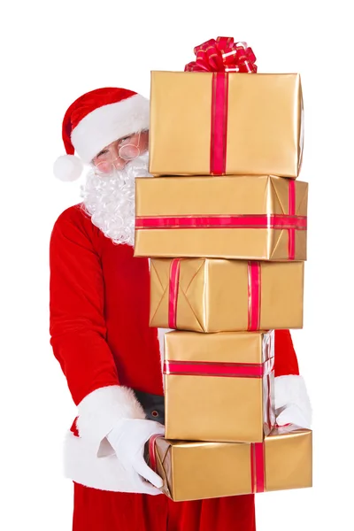 Santa Claus with gift boxes — Stock Photo, Image