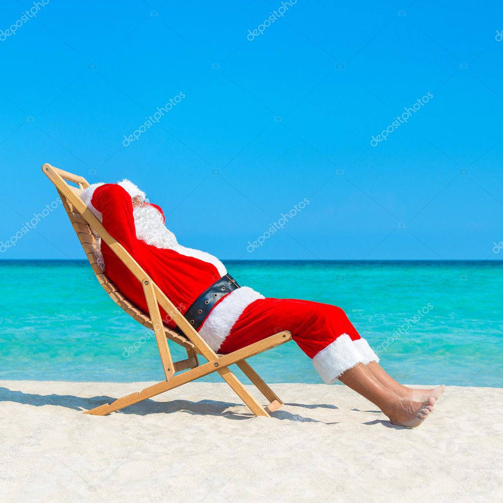 Christmas Santa Claus at beach