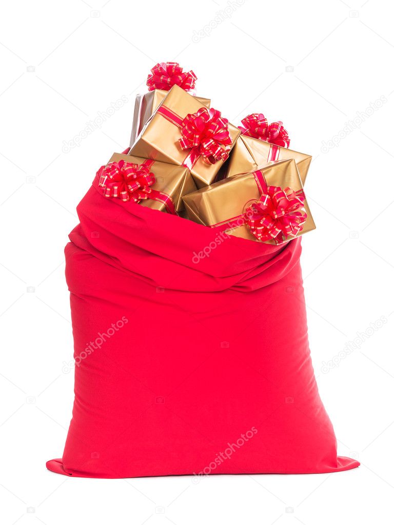 Christmas sack with gift boxes