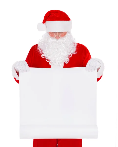 Санта-Клаус с пустым плакатом — стоковое фото