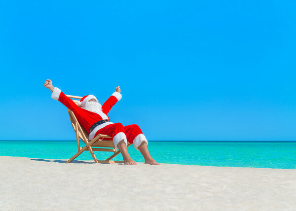 Christmas Santa Claus on deckchair