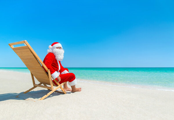 Christmas Santa Claus at beach