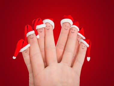 Noel Baba şapkaları ile parmak