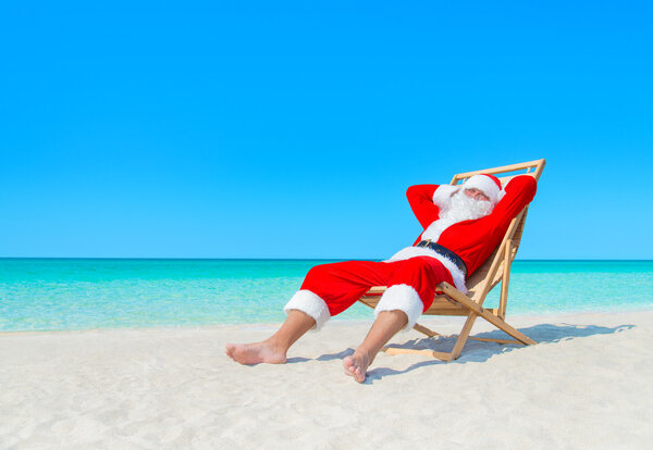 Christmas Santa Claus at beach