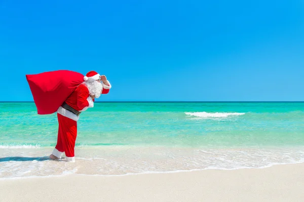 Santa Claus con saco de Navidad — Foto de Stock