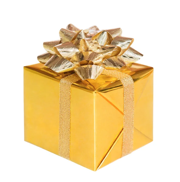 Caja de regalo de vacaciones de oro — Foto de Stock