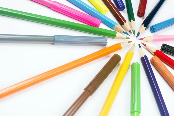 Pencils and felt pens — Stock Photo, Image