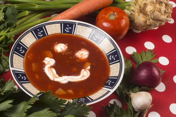 Smiling tomato soup — Stock Photo, Image