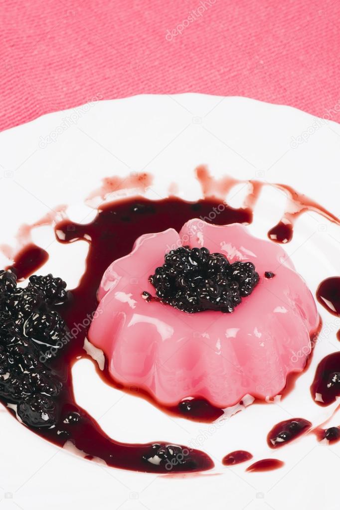 pudding with blackberries