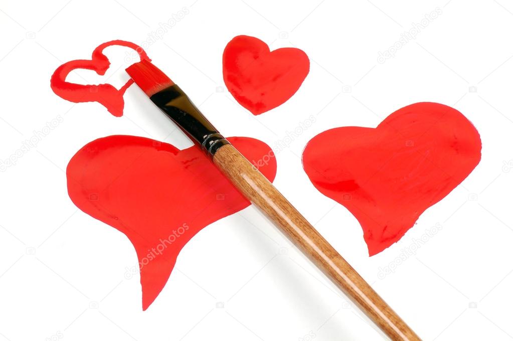 painted red hearts