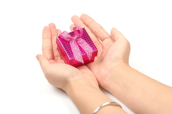 Little gift box in hands — Stock Photo, Image