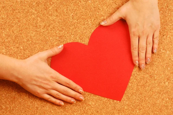Hands hold red heart — Stock Photo, Image