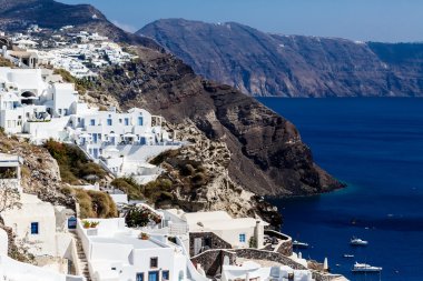 Yunanistan, Santorini-Ekim 3: deniz ve köy Oia görünümüne Top. 3 Ekim 2014