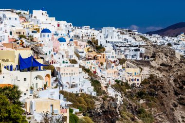 Yunanistan, Santorini-Ekim 3: deniz ve köy Oia görünümüne Top. EY