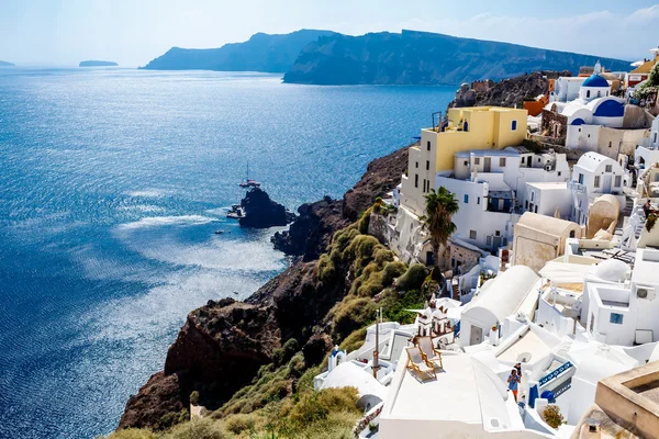 Griechenland, Santorini- Okt 3: Blick von oben auf das Meer und das Dorf Oia. o — Stockfoto