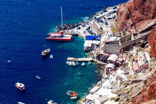 Deniz ve köy manzarası Oia, Yunanistan