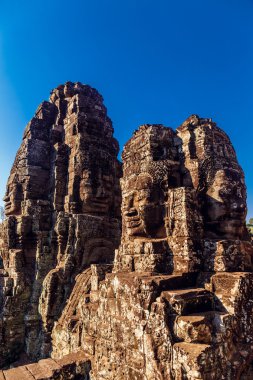Heykel Bayon Tapınağı Angkor Thom, Cambodia. Antik Khmer mimarisi