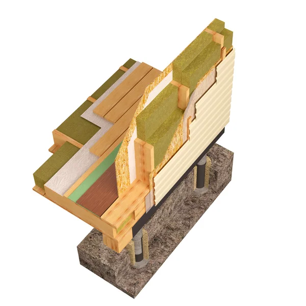 3D kavramsal görüntü izolasyon ve inşaat çerçeve ev inşa.