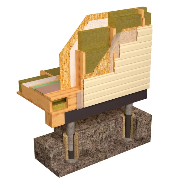 3d imagen conceptual de aislamiento y construcción de edificios casa marco . Fotos de stock libres de derechos