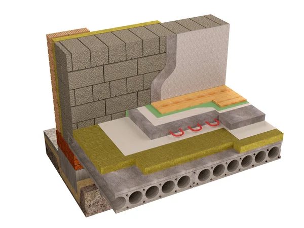 Visualization of concrete floor insulation, — Stock Photo, Image