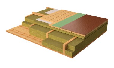 ahşap çerçeve ev kat görüntü 3D bilgisayar oluşturulan