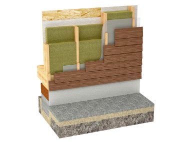 Beyaz arka plan üzerinde izole ahşap çerçeve ev yalıtımı