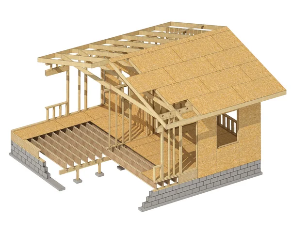 新しい住宅建築家木材フレーミング. — ストック写真