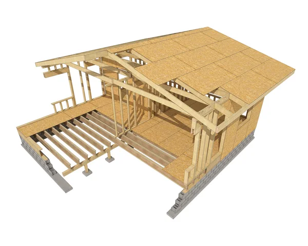 새로운 주택 건설 홈 우드 프레임. — 스톡 사진
