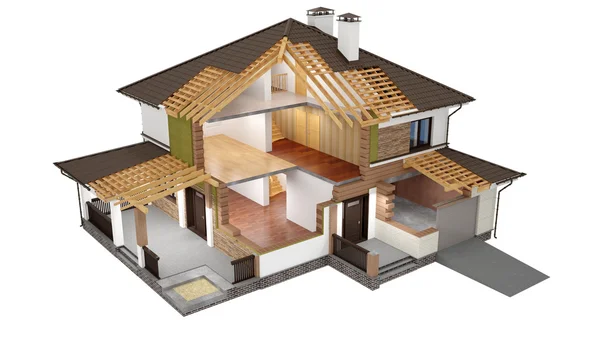Modello 3D di casa tagliata a fette — Foto Stock