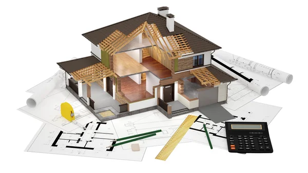 3D-Modell des geschnittenen Hauses — Stockfoto