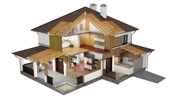 Modern bir evin 3D canlandırması