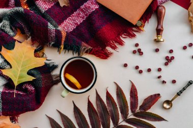 Soğuk bir günde limonlu çay, boşluğu kopyala