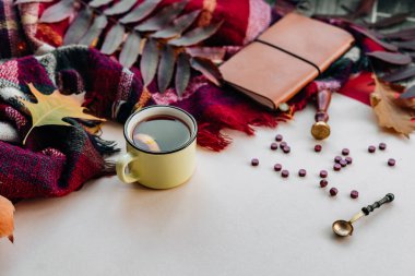 Soğuk bir günde limonlu çay, boşluğu kopyala