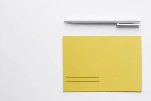 Writing Letter Envelope Postcard Pen White Background — Φωτογραφία Αρχείου