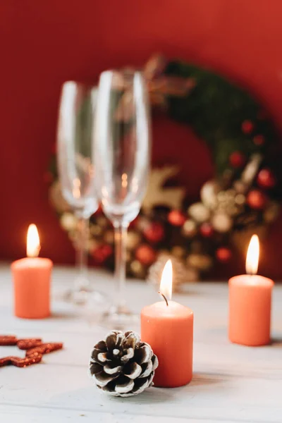 Perfect Christmas Background Candles Lights — Stock Photo, Image