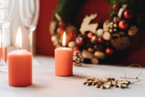 Perfect Christmas Background Candles Lights — Stock Photo, Image