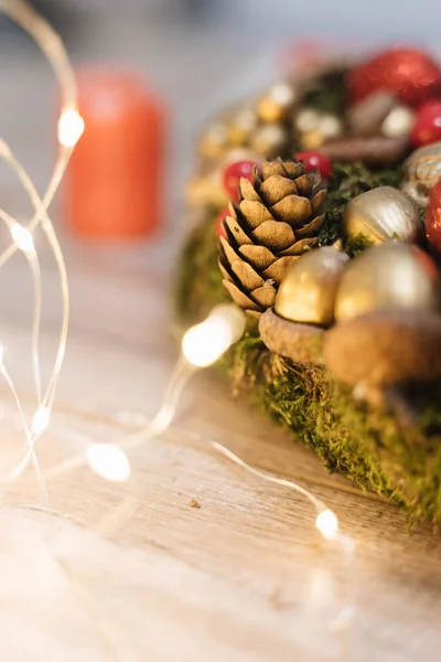 完璧なクリスマスの背景 キャンドルやライト — ストック写真