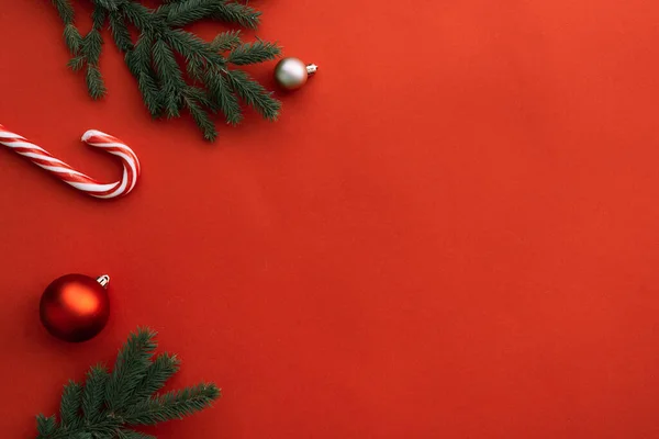 Vista Cerca Rama Del Abeto Fondo Humor Navidad — Foto de Stock