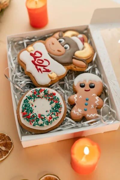 Christmas cookies, holidays celebration, warm bakery background, gingerbread