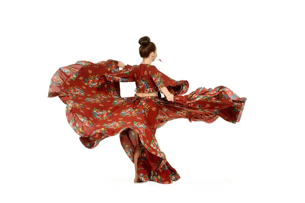 Young beautiful woman dancing gypsy dance — Stock Photo, Image