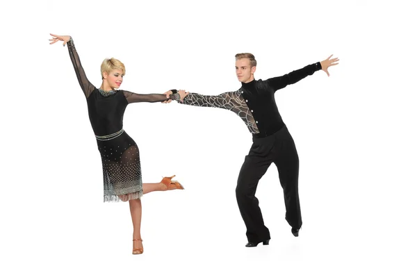 Beautiful couple in the active ballroom dance — Stock Photo, Image