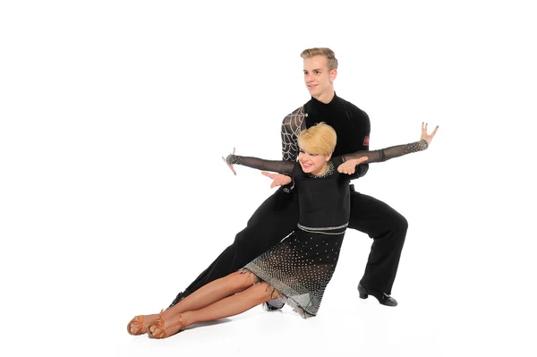 Beautiful couple in the active ballroom dance — Stock Photo, Image