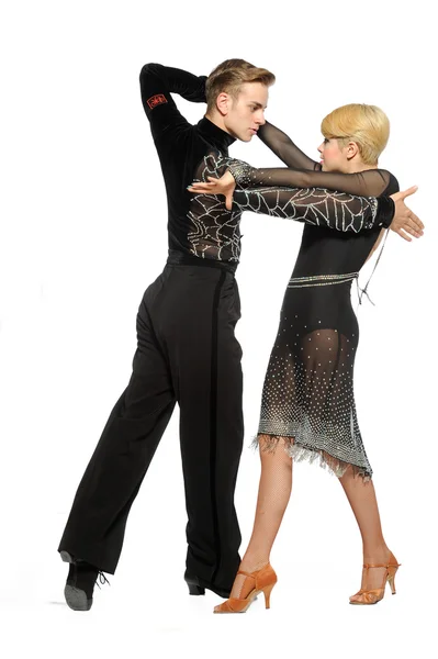 Beautiful couple in the active ballroom dance — Stock Photo, Image