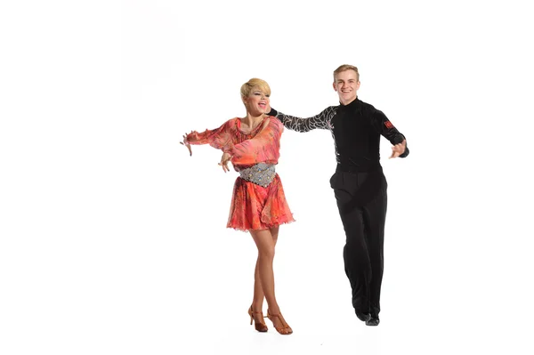 Beautiful couple in the active ballroom dance — Stock Photo, Image