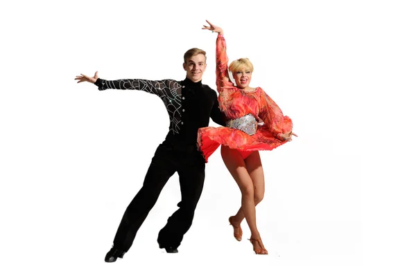 Beautiful couple in the active ballroom dance — Stock Photo, Image