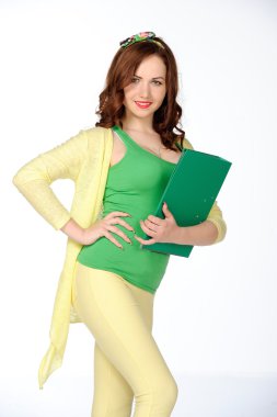 güzel şık mutlu genç öğrenci kadın portresi.