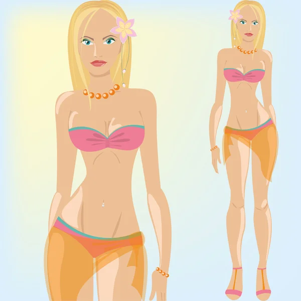 Bikinili seksi kız — Stok Vektör