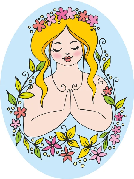 Çiçekli güzel kız.