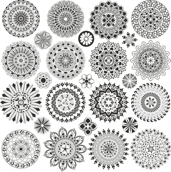 Big set of mandalas and flowers